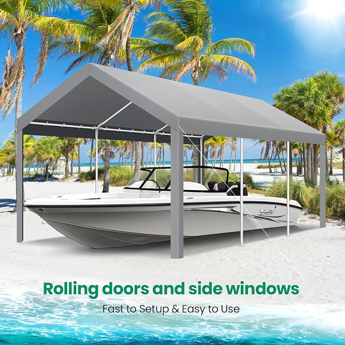 COBIZI Carport Canopy 12x20 Heavy Duty Car Tent Garage, Galvanized Frame Car - Image 7
