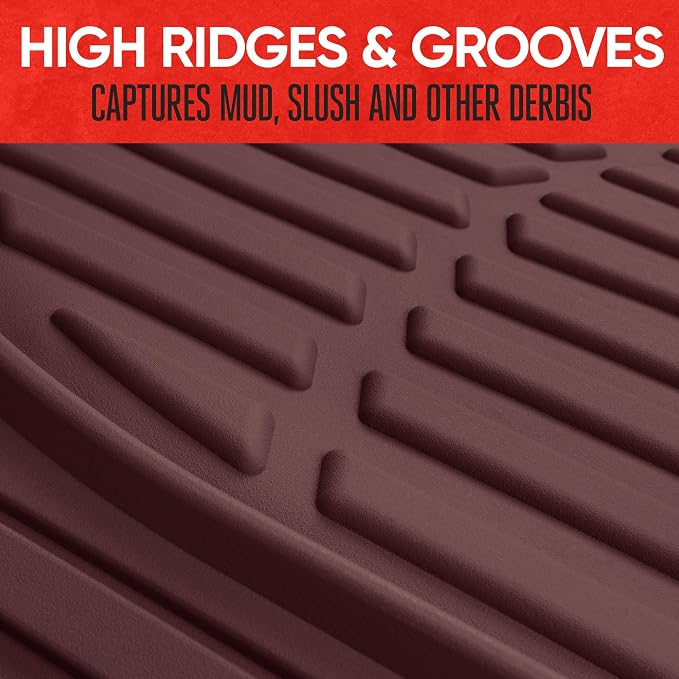 BDK Red All Weather Heavy Duty Car Floor Mats Interior Liners - Image 4