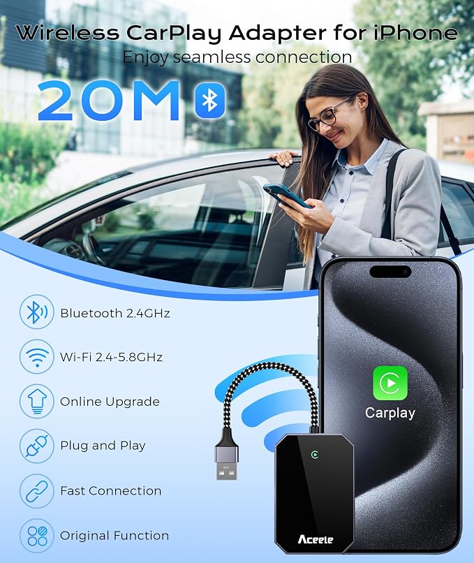 Wireless CarPlay Adapter for Apple iPhone, 2025 Upgraded Converts Wired to - Image 2