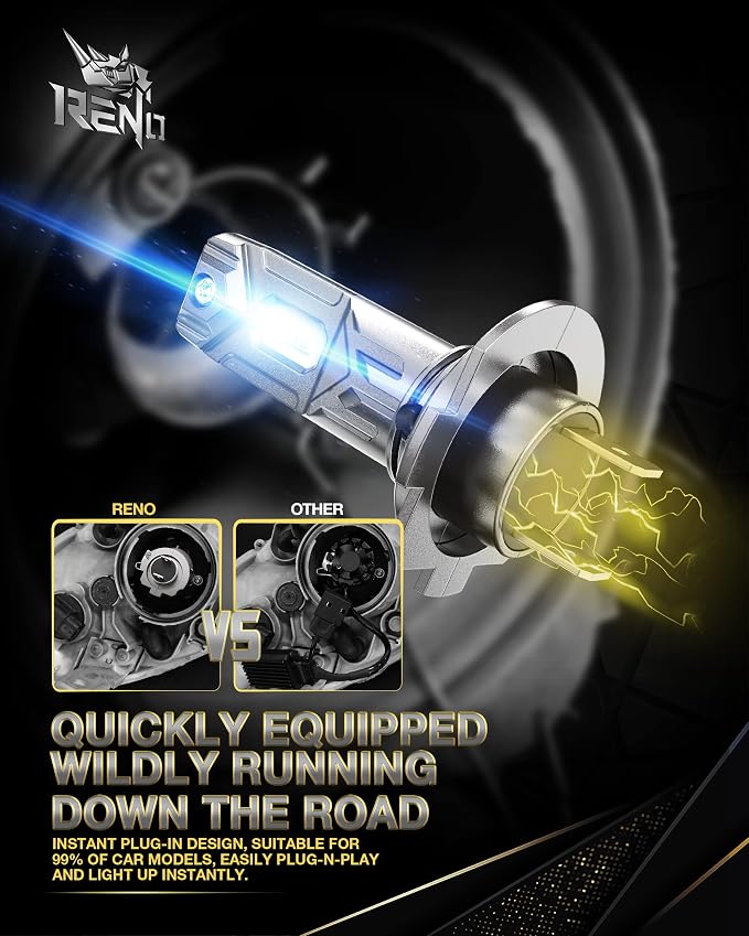 RENO H7 Bulb, H7 Fog Lights Bulbs Fanless In Line Fog Bulb Plug and Play - Image 5