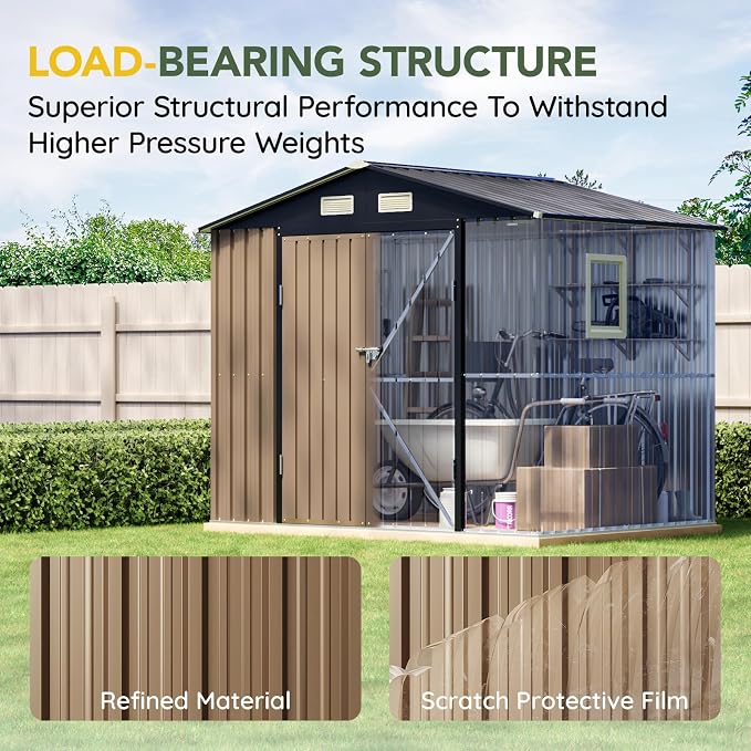 Breezz 8x6FT Outdoor Steel Storage Shed - Image 6