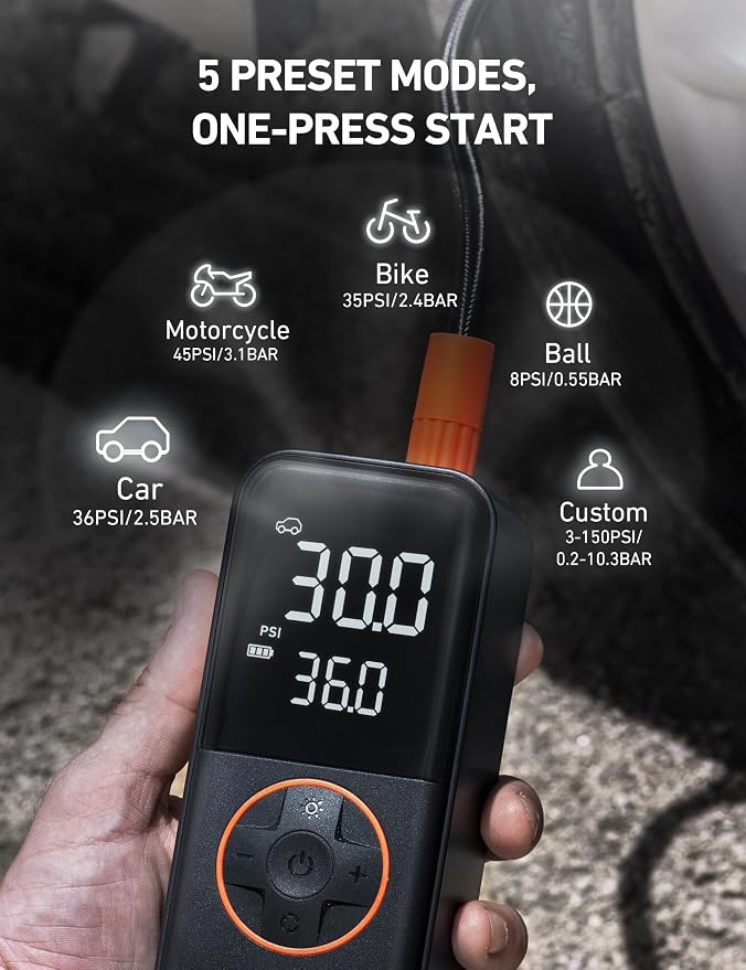 AstroAI L4 Tire Inflator Portable Air Compressor, 150PSI Portable Air Pump - Image 6