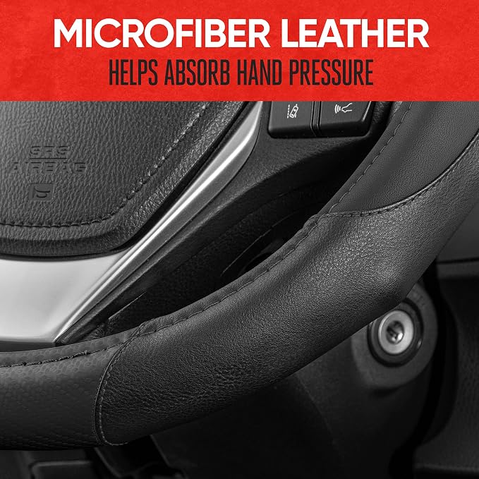 Motor Trend GripDrive Carbon Fiber Steering Wheel Cover, Non-Slip Sporty Racing - Image 4