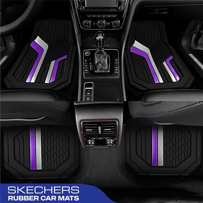 Skechers Heavy Duty Rubber Car Floor Mats, Dual Color Design Floor Mats - Image 3