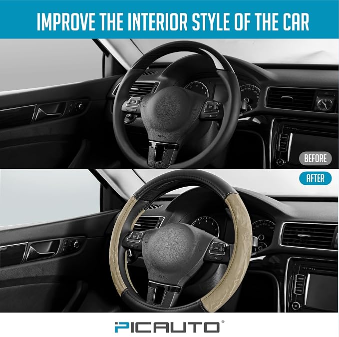 PIC AUTO Steering Wheel Cover, Silk Grain Leather Car Steering Wheel Protector - Image 5