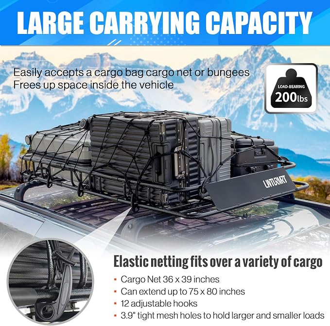 Heavy Duty 58"X36"X5" Roof Rack Basket Universal Rooftop Carrier - Image 4