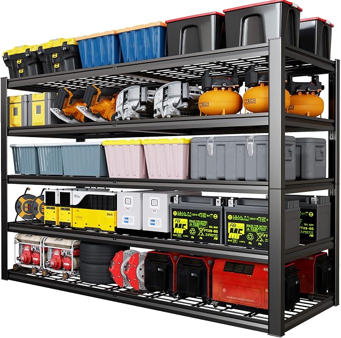 67" W Garage Shelving Heavy Duty, Adjustable 5 Tier Metal Shelves, Commercial by PMKES