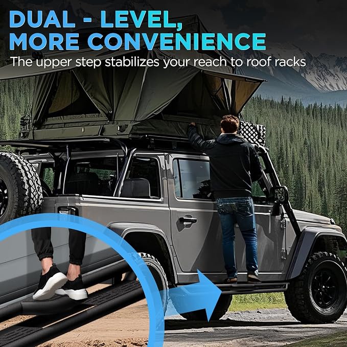 Running Boards Compatible with 2007-2018 Jeep Wrangle JK 4 Doors, Carbon Steel - Image 6