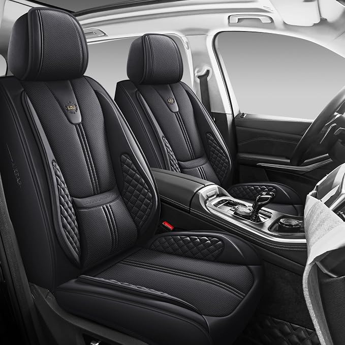 Car Seat Covers Front Only, Easy Install Luxury Leather Automotive Seat Covers by L.D.J+DESIGN+TIDE+PLAY