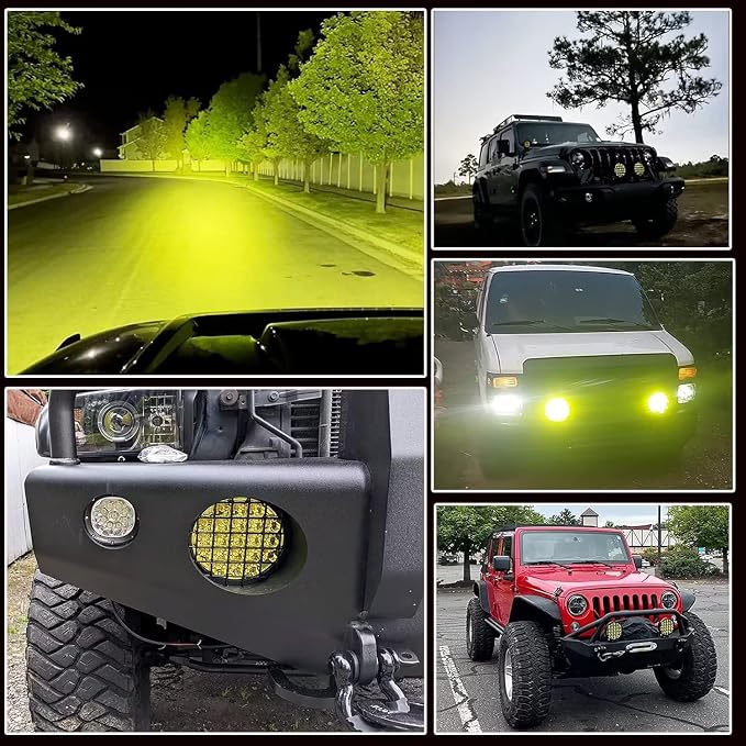 BIGLIONX 6inch 2pcs Amber Round LED Offroad Lights Amber Offroad Driving Fog - Image 8