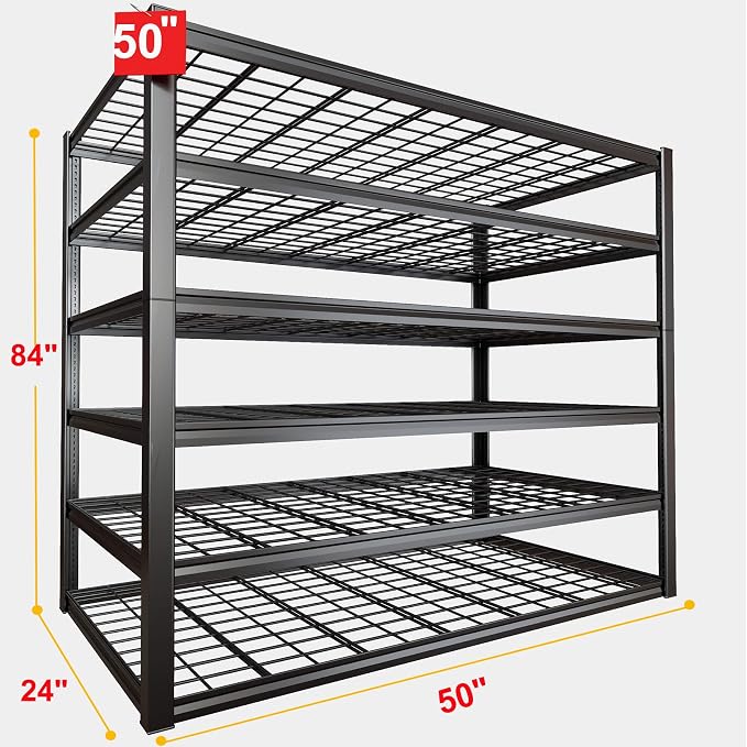 50" W Garage Shelving Heavy Duty, 6 Tier Garage Shelves, Commercial Metal - Image 2