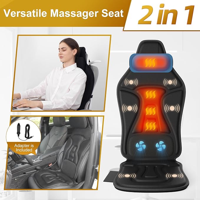 Back Massager with Heat for Pain Relief Deep Tissue, Portable Chair Massager - Image 5