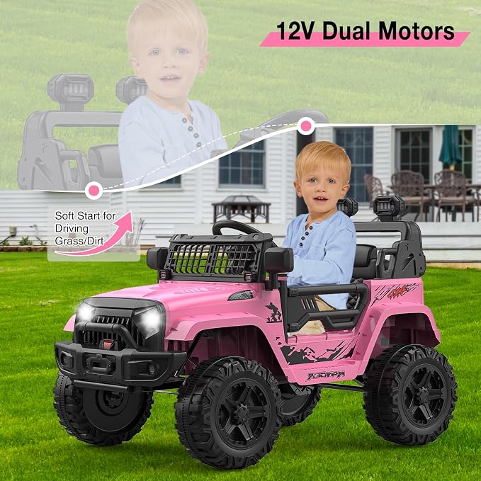 12V Kids Electric Ride On Truck Car w/Parent Remote Control, Spring Suspension - Image 7