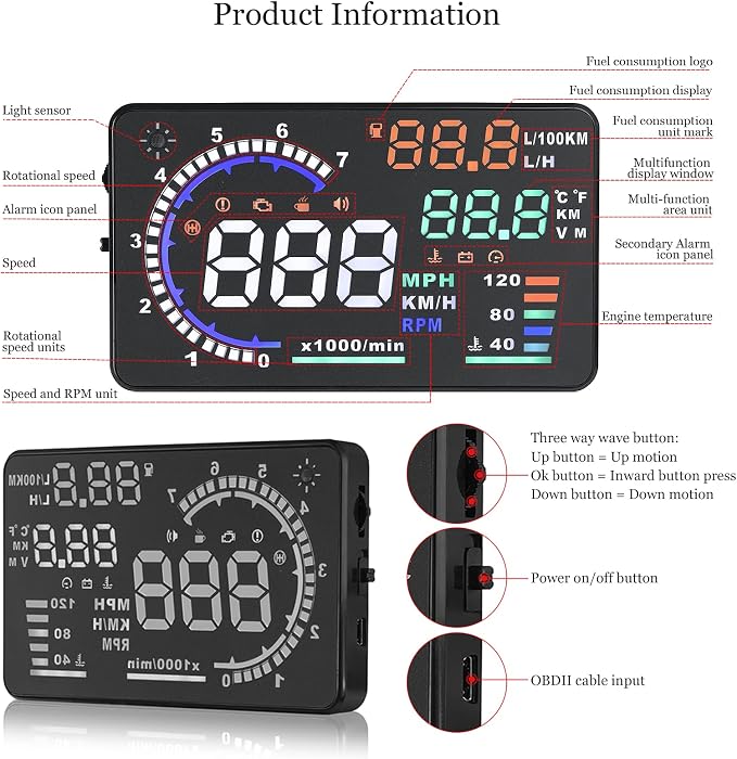 Heads Up Display for Cars, Digital Speedometer for Car A8 - Image 4