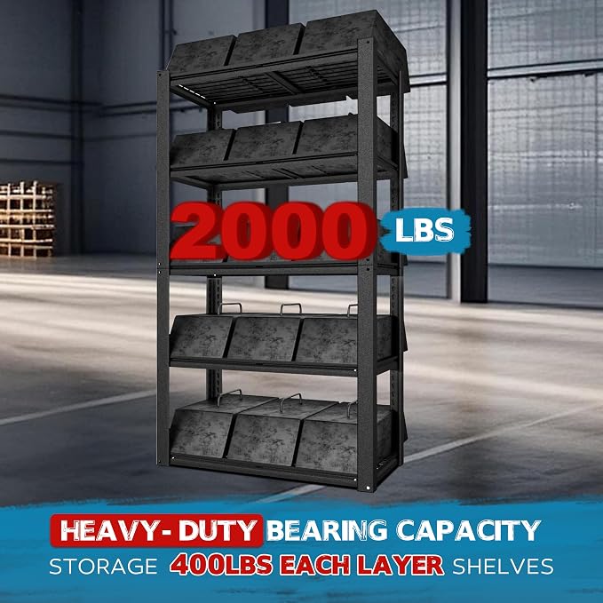 MUPATER 35.8" W x 18.1" D x 72" H Metal Storage Shelves, Standing Utility Shelf - Image 5