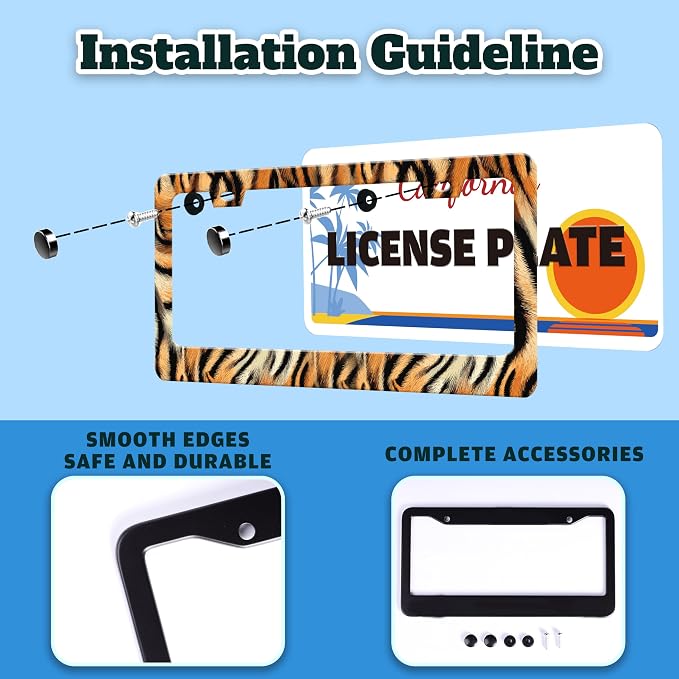 Tiger License Plate Frame Funny Tiger Skin Stripe License Plate Holder - Image 4