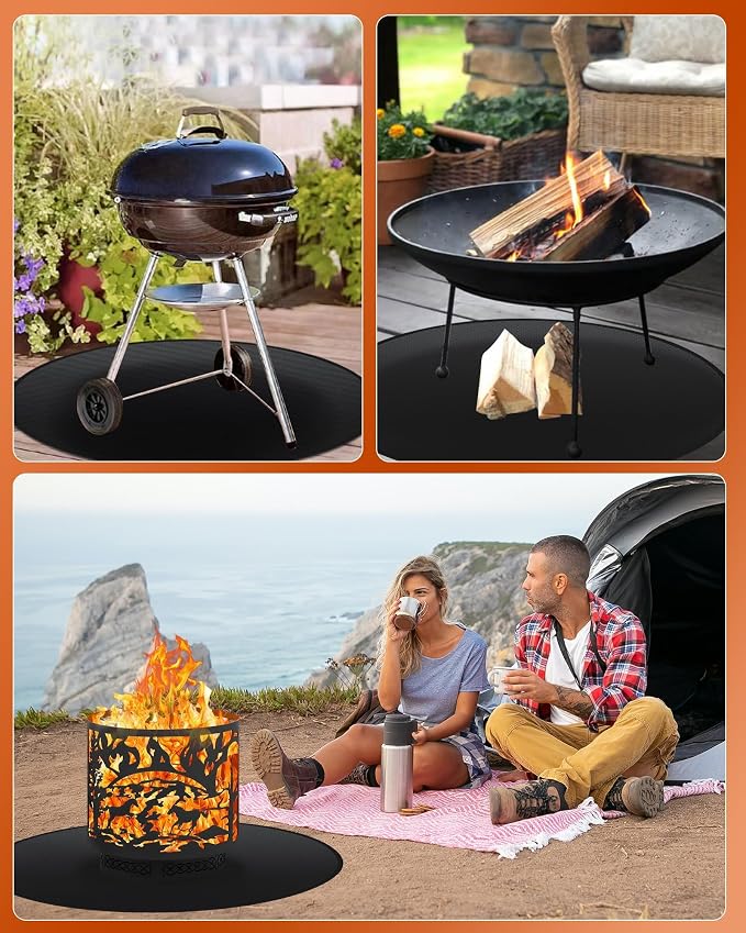 Round BBQ Grill Mat, 48 Inch Double-Sided Fireproof Pad 4-Layer Deck Protector - Image 7