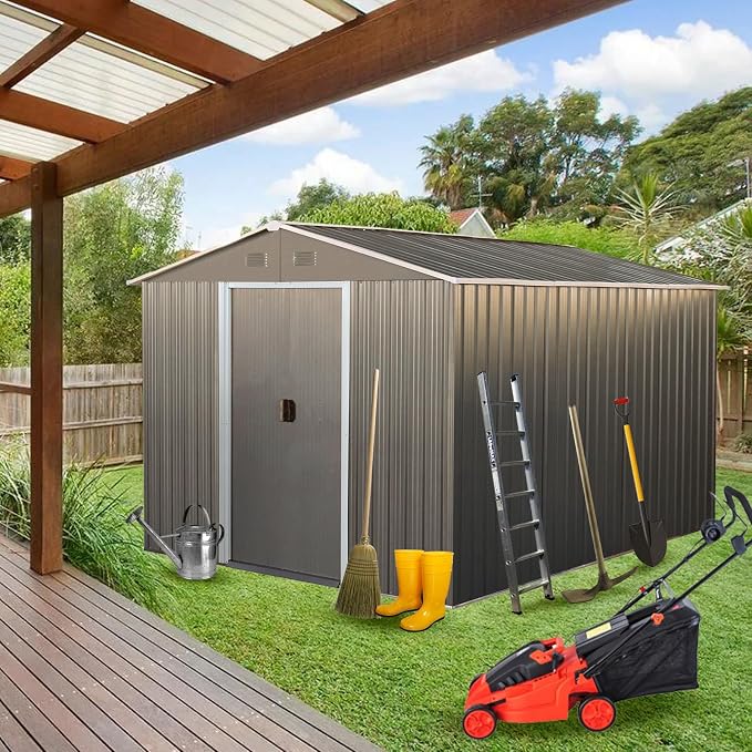 8x10 FT Outdoor Storage Shed, Metal Garden Shed - Image 2