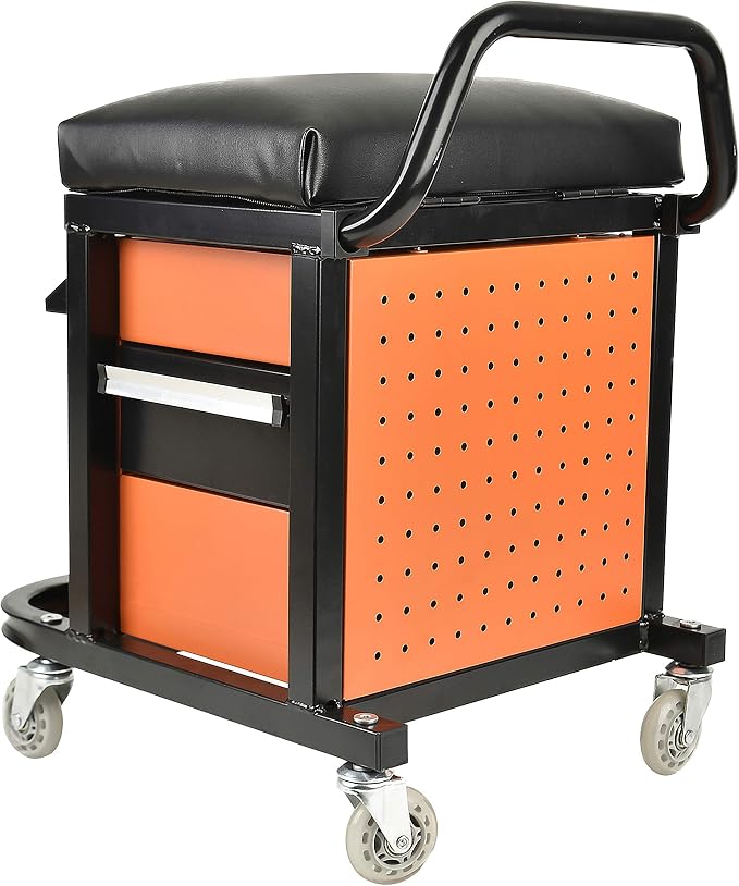 Eisen Rolling Tool Box with Seat, Mechanics Seat with Storage Drawers and - Image 4