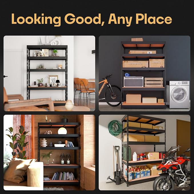 Storage Shelves: 5 Storage Shelves Heavy Duty w/ 3, 750 lb Total Load Capacity - Image 5
