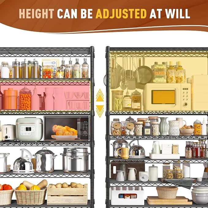 REIBII 71" H Storage Shelves 6 Tier Wire Shelving Unit 1200LBS Metal Shelves - Image 6