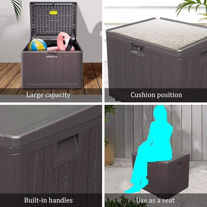 Premium Pro Edition 35 Gallon Lockable Resin Deck Box, Waterproof & - Image 5