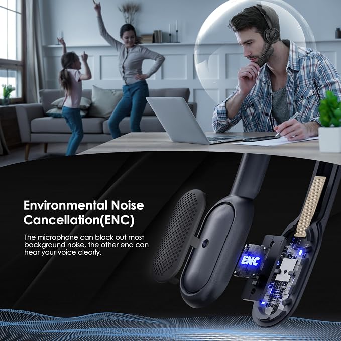 Wireless Headset with ANC & ENC, Wireless Headphones with Flip-to-Mute - Image 2