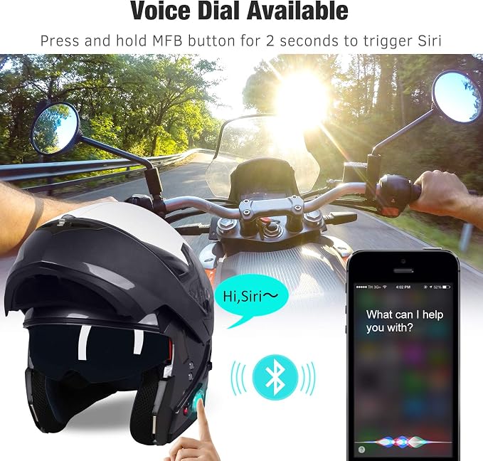 FreedConn BM2-S Bluetooth Motorcycle Helmet, Flip-Up Modular Motorbike Helmet - Image 4
