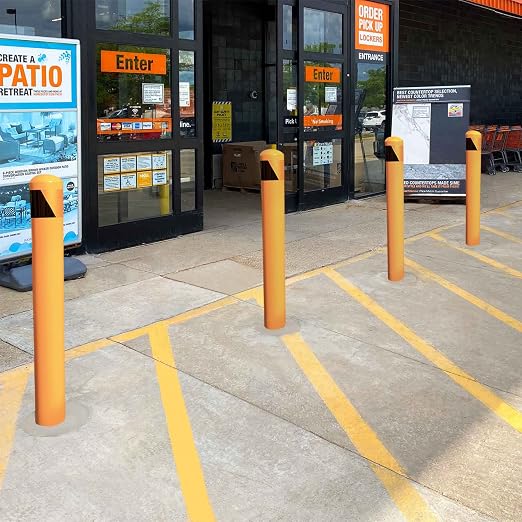 58" High 5-1/2" OD Steel Bollard Post Underground Mount, Cap Removable Safety - Image 6