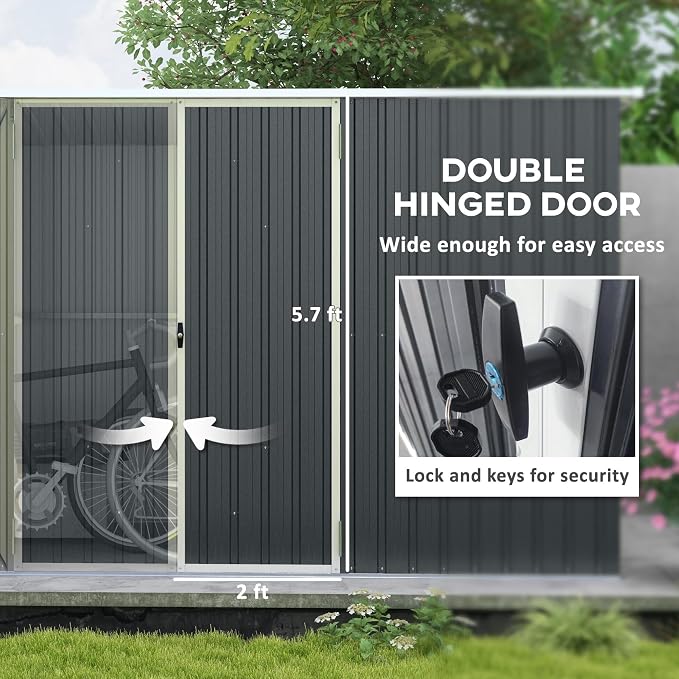 Outsunny 11' x 6' Outdoor Storage Shed, Galvanized Metal Utility Garden Tool - Image 4