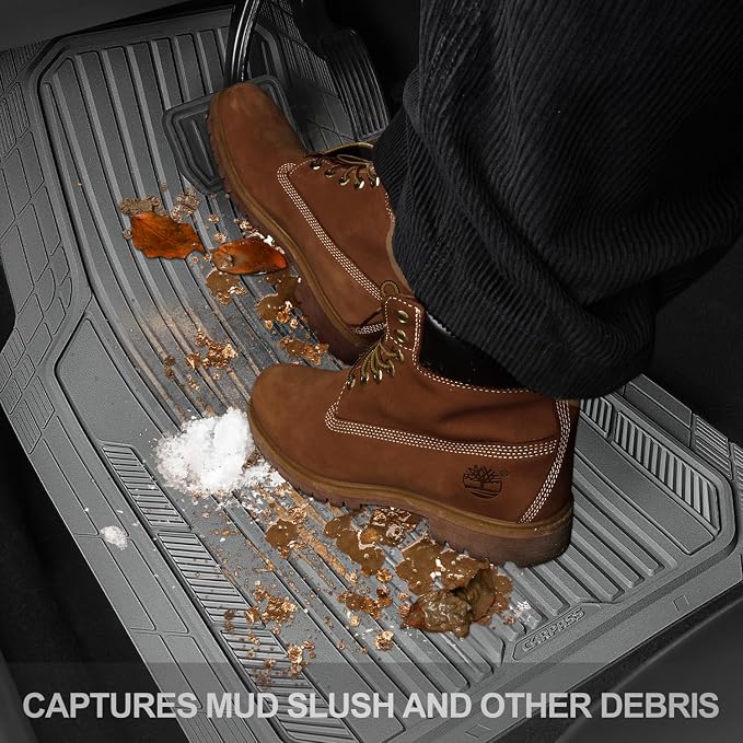 CAR PASS Heavy Duty Sporty Rubber Car Mats, Deep Dish All Weather Car Floor - Image 8