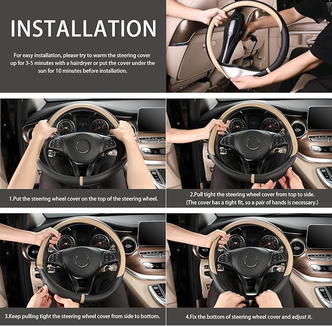 COFIT Breathable Car Steering Wheel Cover 15 inch Auto Universal Leather Wrap - Image 6