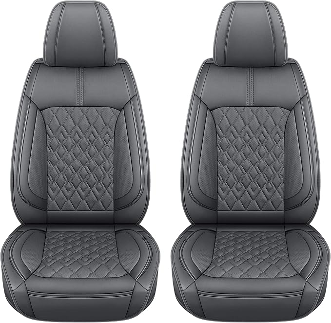 Pariitadin Leather Car Seat Covers Front Pair, Waterproof Breathable Faux - Image 4