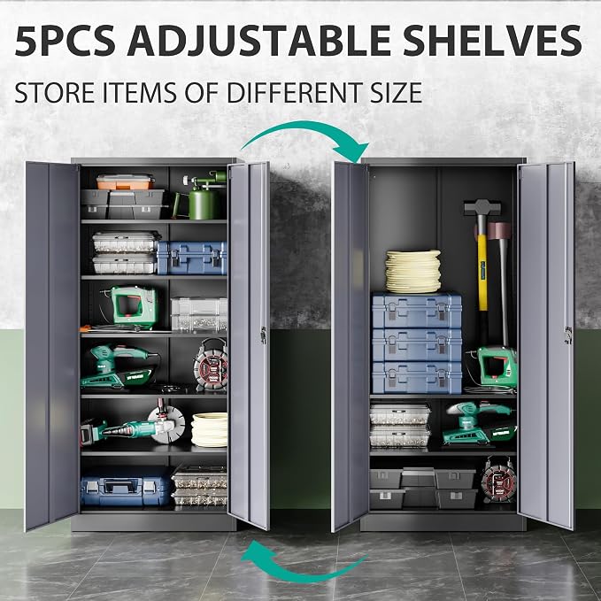 SISESOL Wide & Deep Metal Storage Cabinet - Image 4