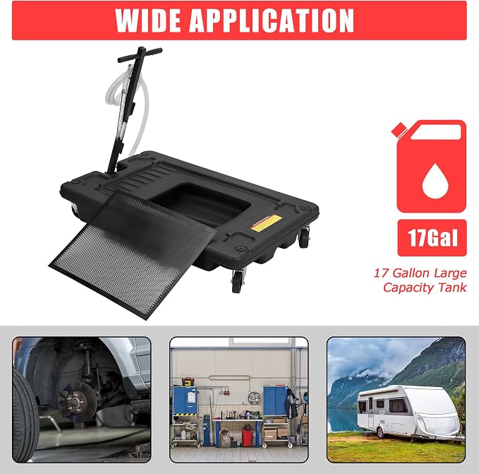 ‌17 Gal Electric Oil Drain Pan, Low Profile Mobile Oil Changing Pan - Image 6