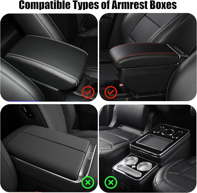 Car Center Console Cover, Leather Car Armrest Cover Cushion - Image 6