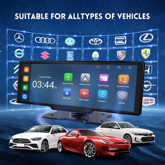 10.26" Wireless Carplay Screen, Portable Car Play & Android Auto Screen - Image 7