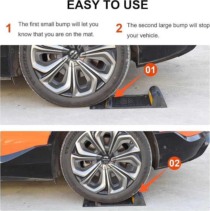 OrangeStar 8 Pack Parking Guide Mat, 21” Heavy Duty PU Wheel Stopper - Image 6