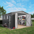 10x12x6.7FT Outdoor Storage Shed, Galvanized Steel Garden Shed by Vigohuseeo