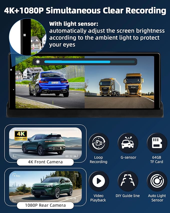 【350° Rotatable Lens】10.26''Wireless Apple CarPlay Screen - Image 4