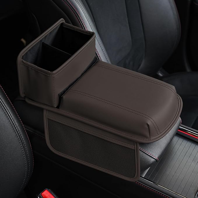 JEYODA Upgraded Car Armrest Cover, Premium Leather Car Armrest Cover Cushion by JEYODA