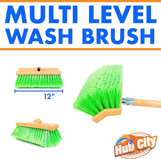 Hub City Industry 10- inch Car Wash Brush, Bi- Level Brush, Soft Nylon Bristle - Image 2