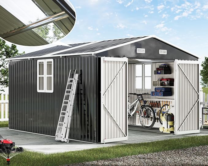 AMERLIFE 10x12x7 FT Galvanized Steel Storage Shed by AMERLIFE