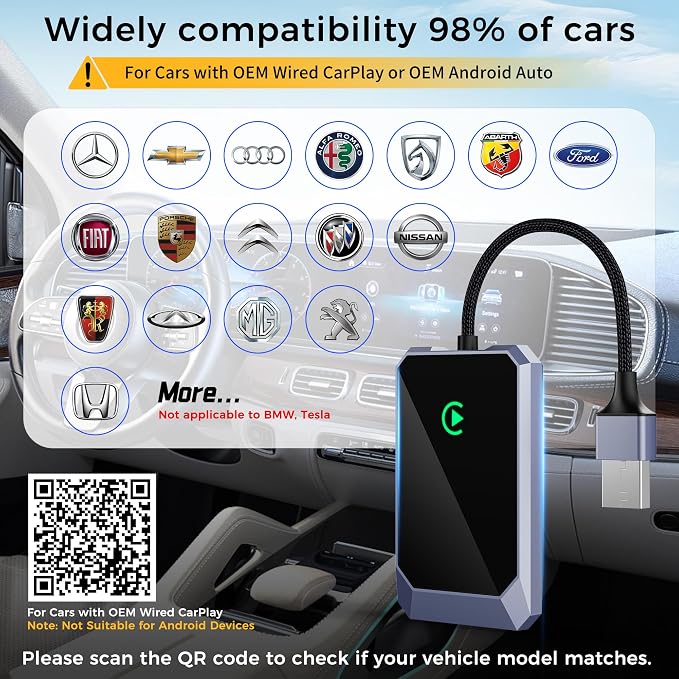 Wireless CarPlay Adapter for Apple iPhone, Convert Wired CarPlay to Wireless - Image 6