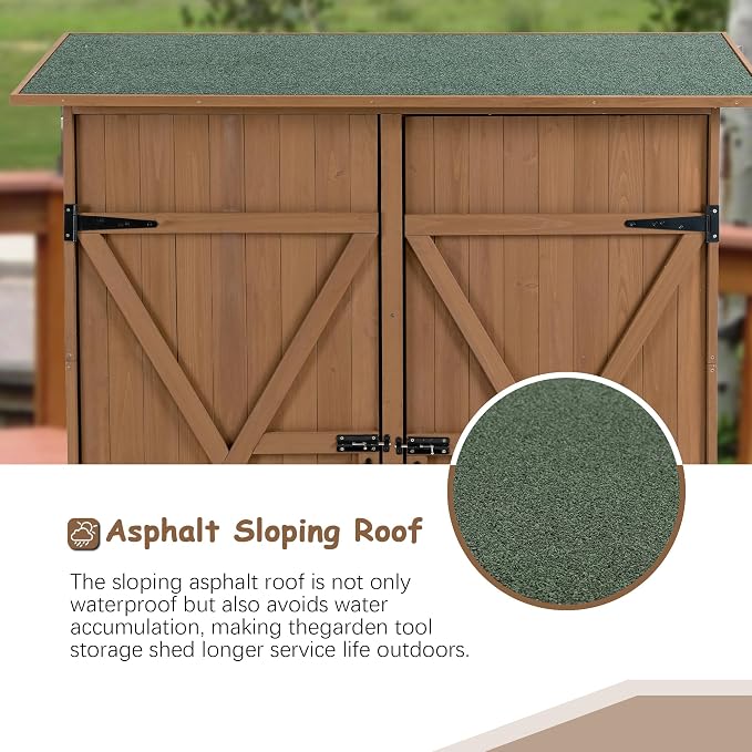 56" L x 19.5" W x 64" H Tall Outdoor Wooden Storage Shed - Image 9