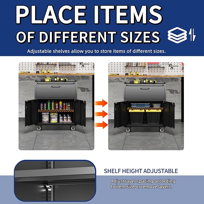 Metal Tool Cabinet, Garage Storage Cabinet System, Wall Cabinet & Locking - Image 7