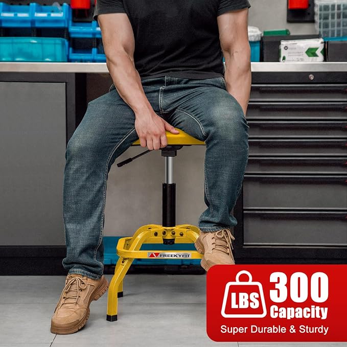 Shop Stool with Backrest, Mechanic Garage Stool - Image 3