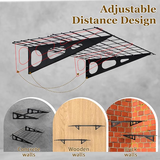 2 Pack 2x6 FT Garage Shelving Wall Mounted, 24x70 inch Floating Shelves - Image 5