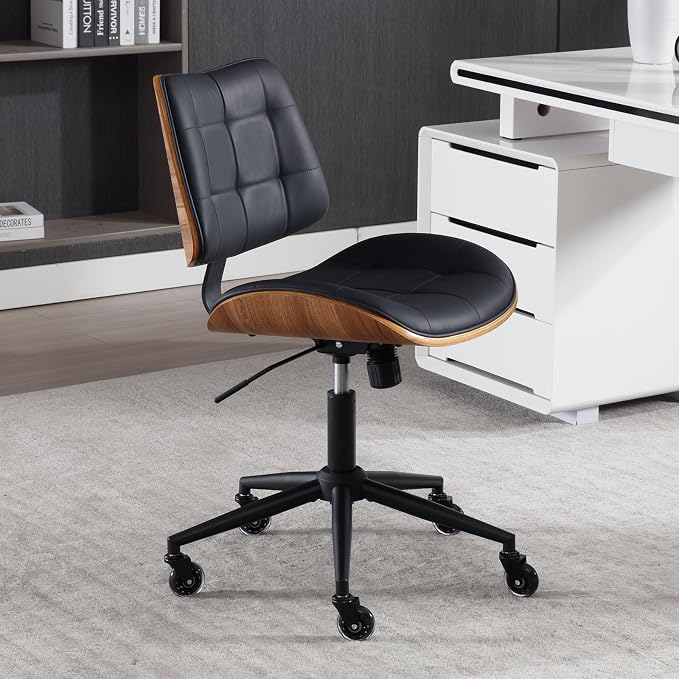 Home Office Desk Chair with Wheels, Adjustable Height Armless Office Chair - Image 4