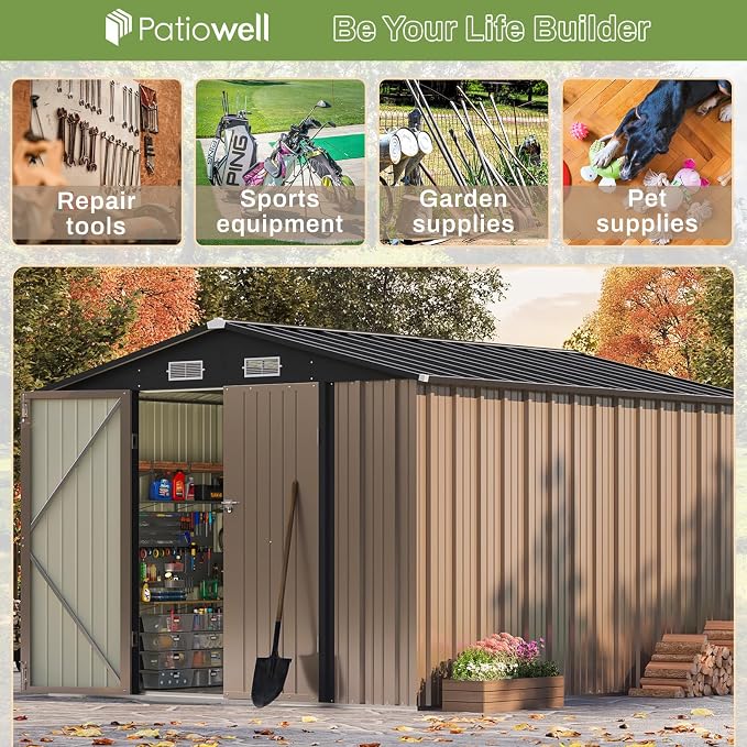 Patiowell 8x10 FT Outdoor Storage Shed - Image 5